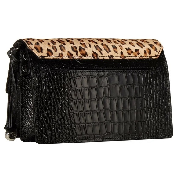 BRIGHTON El Paso LEON Leopard Black Leather Cross Body Bag Handbag - Picture 5 of 8
